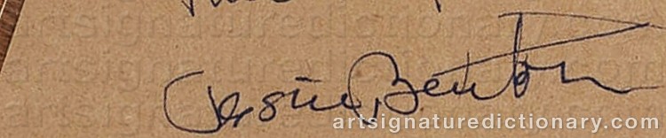 Authentic signature by Thomas Hart BENTON on Painting/Watercolour artwork