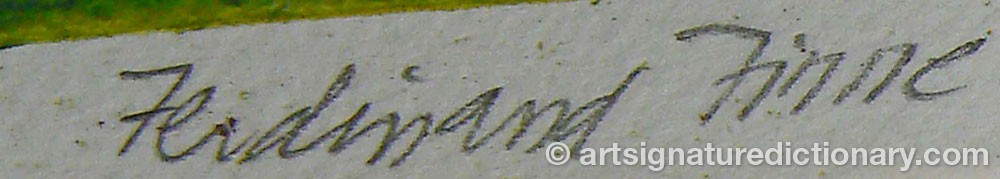 Authentic signature by Ferdinand FINNE on  artwork
