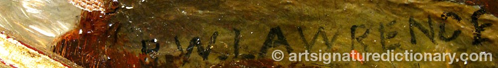 Authentic signature by P.w. LAWRENCE on  artwork