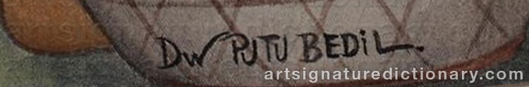 Authentic signature by Dewa Putu BEDIL on  artwork
