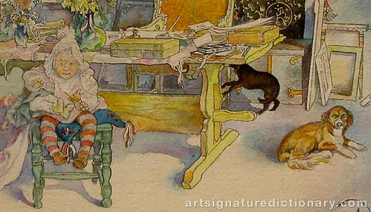 Close-up details showing Carl LARSSON signature forgery characteristics