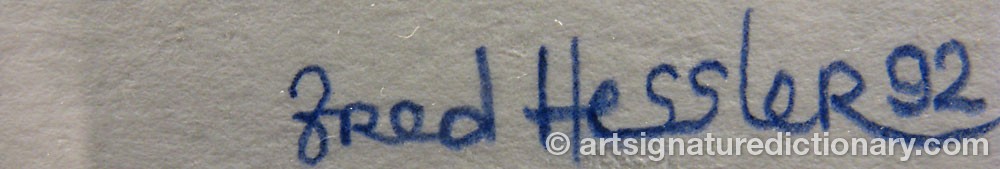 Authentic signature by Fred HESSLER on artwork