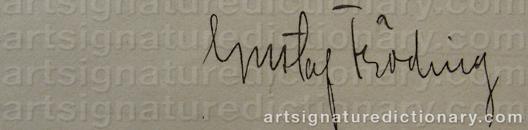 Authentic signature by Gustaf FRÖDING on  artwork