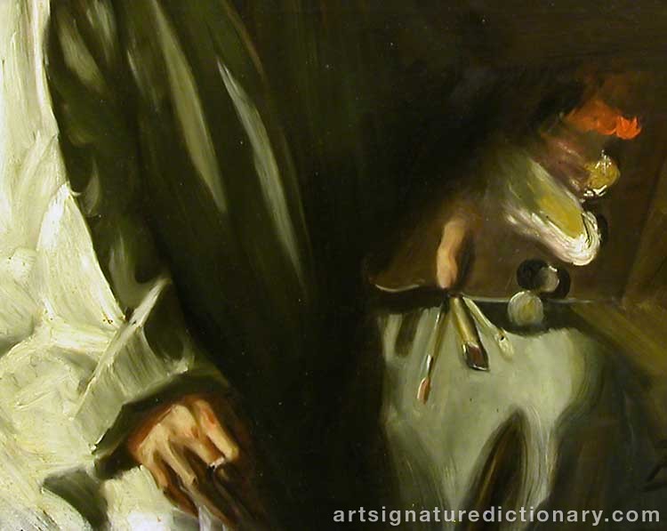 Close-up details showing Anders ZORN signature forgery characteristics