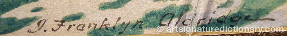 Authentic signature by J. Franklyn ALDRIDGE on  artwork