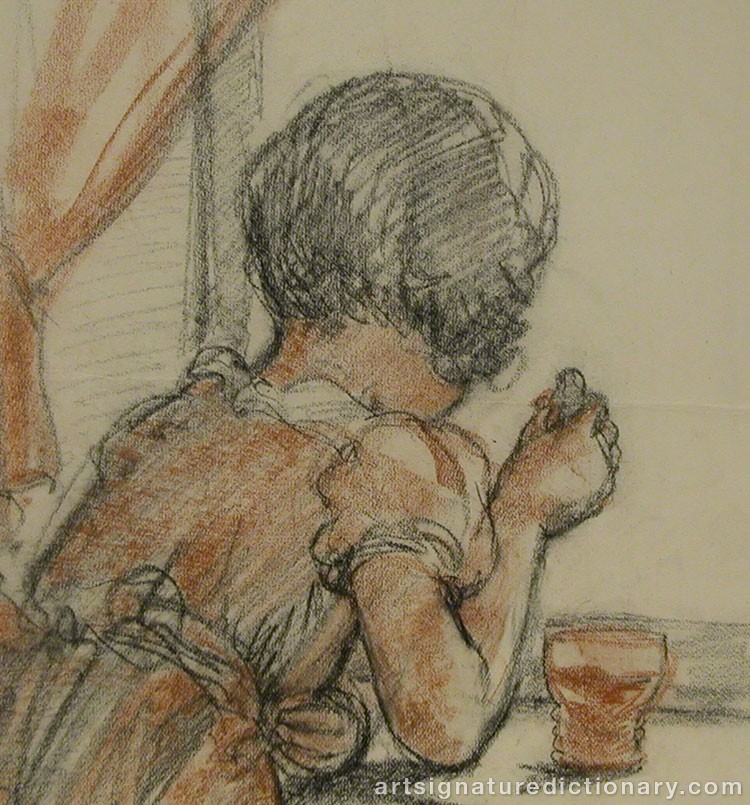 Close-up details showing Egon SCHIELE signature forgery characteristics