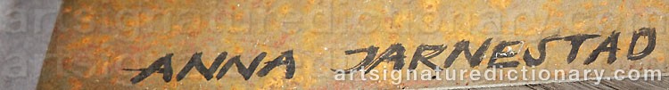 Authentic signature by Anna JARNESTAD KOCKUM on  artwork