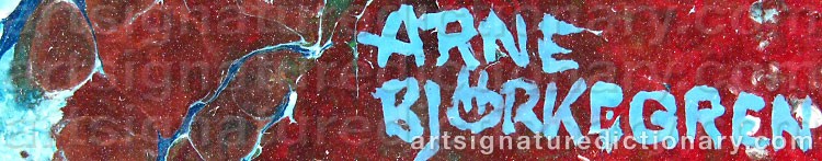 Authentic signature by Arne BJÖRKEGREN on  artwork