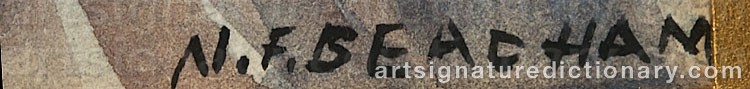 Authentic signature by Noble F. ‘N.f.’ BEACHAM on  artwork