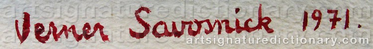 Authentic signature by Verner SAVOSNICK on  artwork