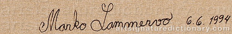 Authentic signature by Marko LAMMERVO on artwork