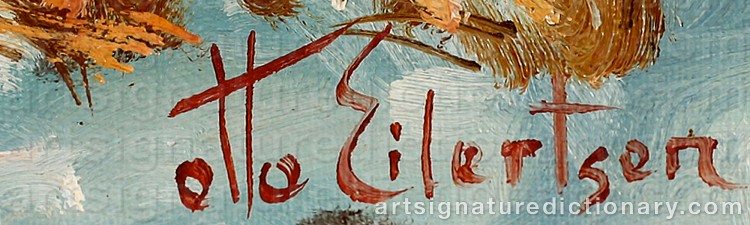 Authentic signature by Otto EILERTSEN on  artwork
