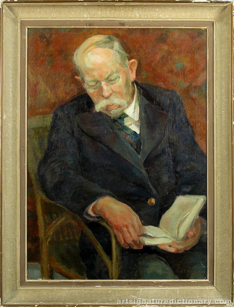 Close-up details showing Verner THOMÉ signature forgery characteristics