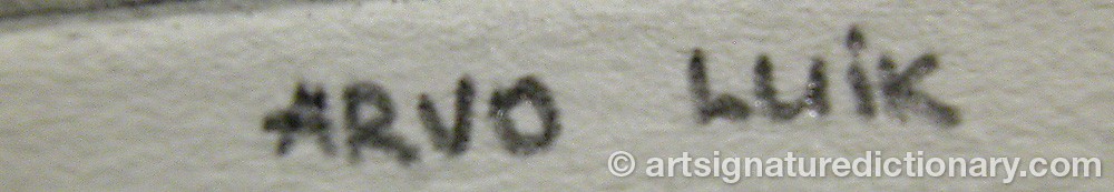 Authentic signature by Arvo LUIK on  artwork