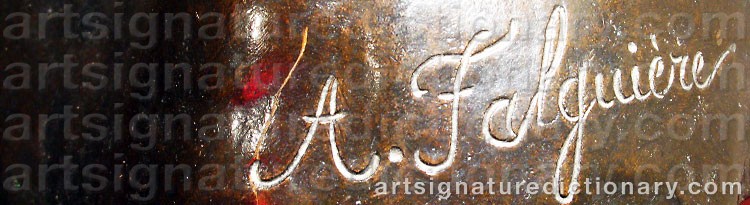Authentic signature by Alexandre FALGUIÈRE on  artwork