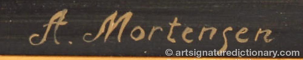 Authentic signature by A MORTENSEN on artwork