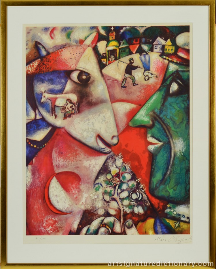 Close-up details showing Marc CHAGALL signature forgery characteristics