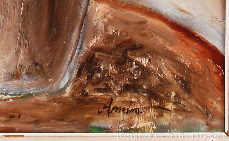 Close-up details showing Albin AMELIN signature forgery characteristics