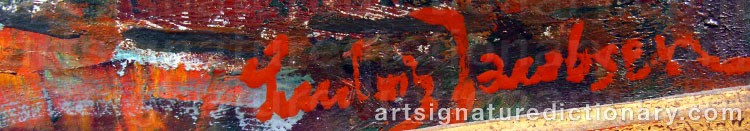 Authentic signature by Ludvig JACOBSEN on  artwork