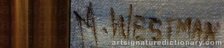 Authentic signature by M. WESTMAN on  artwork