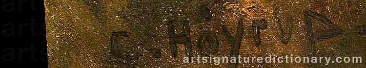 Authentic signature by Carl HØYRUP on  artwork