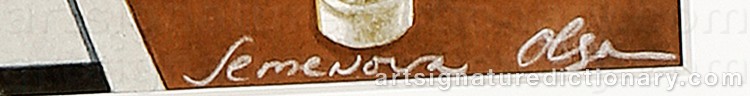 Authentic signature by Olga SEMENOVA on Drawing/Graphic/Print artwork