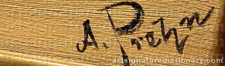 Authentic signature by Alfred PREHN on  artwork
