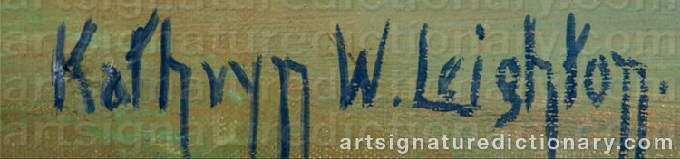 Authentic signature by Kathryn Woodman LEIGHTON on Painting/Watercolour artwork