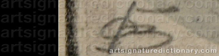 Authentic signature by Oscar Florianus BLUEMNER on artwork