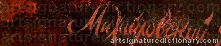 Authentic signature by Mihail Victorovich MIHAILOVSKY on  artwork