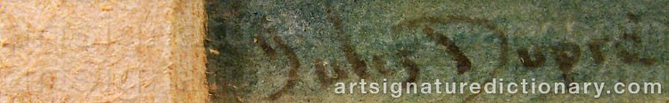 Authentic signature by Jules DUPRÉ on  artwork