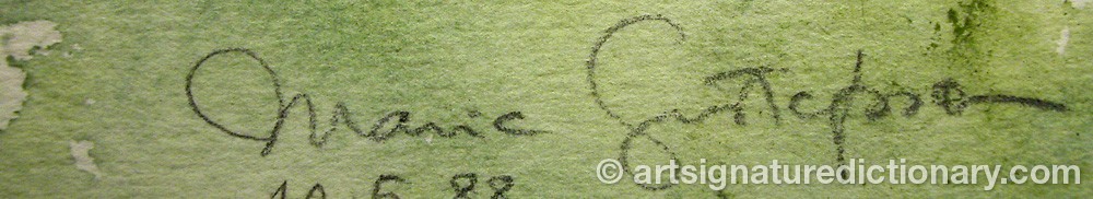Authentic signature by Marie GUSTAFSSON on  artwork
