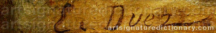 Authentic signature by Ernest Ange DUEZ on  artwork
