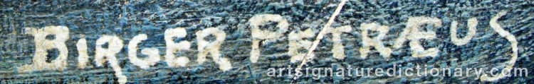 Authentic signature by Birger PETRÆUS on  artwork