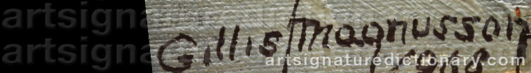 Authentic signature by Gillis Alexander MAGNUSSON on  artwork