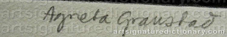 Authentic signature by Agneta GRANSTAD on Drawing/Graphic/Print artwork