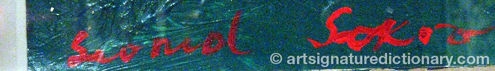 Authentic signature by Leonid SOKOV on  artwork