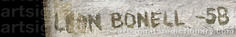 Authentic signature by Leon BONELL on  artwork