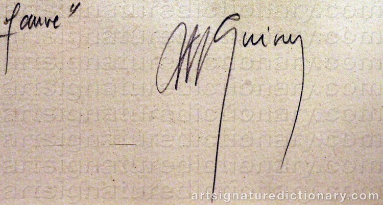 Authentic signature by Jean-Marie GUINY on Drawing/Graphic/Print artwork