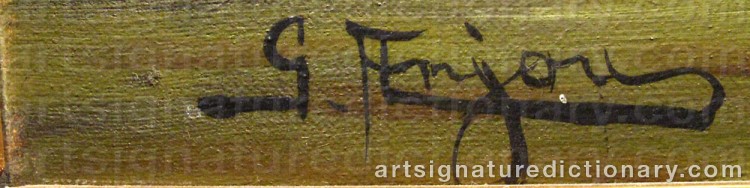 Authentic signature by G ANJOU on  artwork
