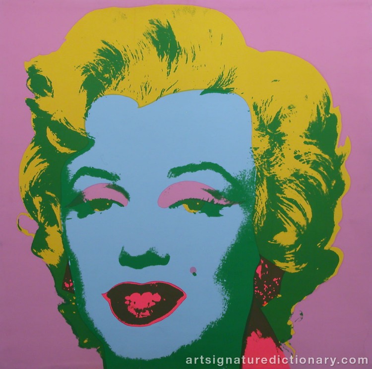 Close-up details showing Andy WARHOL signature forgery characteristics
