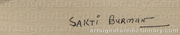 Authentic signature by Sakti BURMAN on artwork