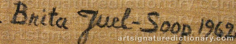 Authentic signature by Brita JUEL-SOOP on  artwork