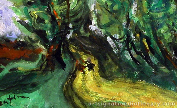 Close-up details showing Chaim SOUTINE signature forgery characteristics