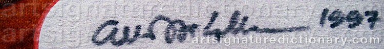 Authentic signature by Allan MCCOLLUM on  artwork