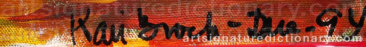 Authentic signature by Kari BROCH-DUE on  artwork