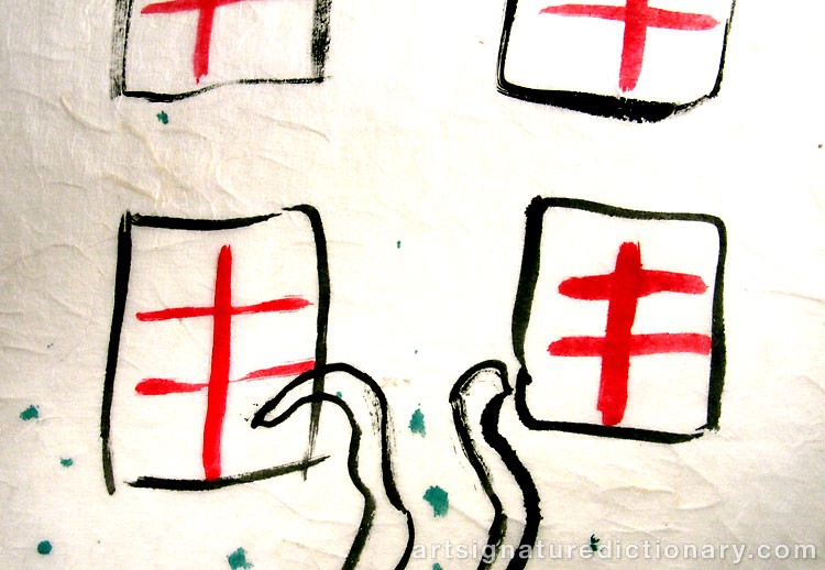 Close-up details showing Pierre ALECHINSKY signature forgery characteristics