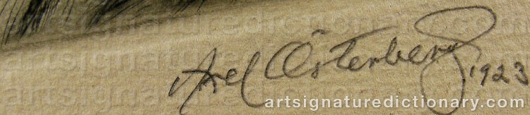 Authentic signature by Axel ÖSTERBERG on artwork