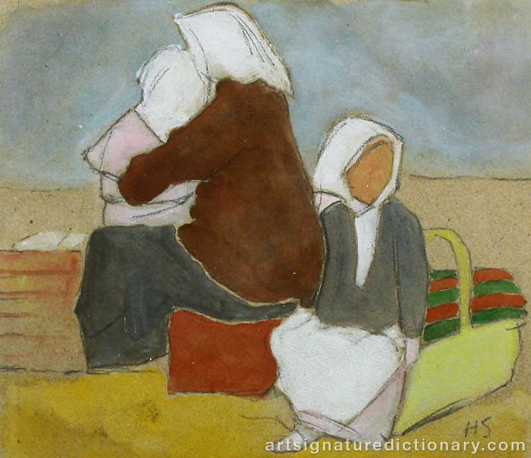 Close-up details showing Helene SCHJERFBECK signature forgery characteristics