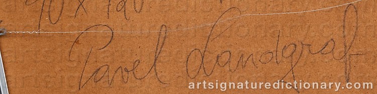 Authentic signature by Pavel LANDGRAF on artwork